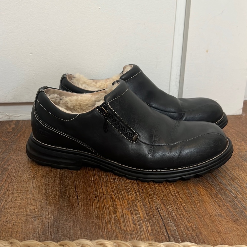 UGG Leather & Sheepskin Mules House Shoes With Chunky Sole